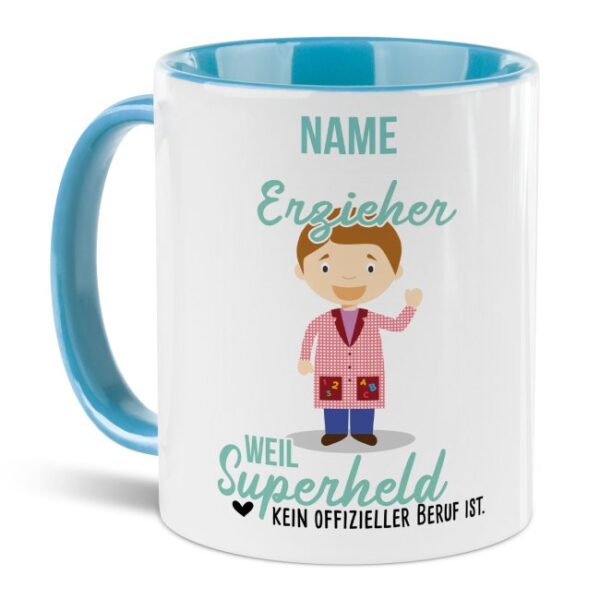 Unsere personalisierte Berufe-Tasse - Erzieher - mit Name bedruckt ist das perfekte Geschenk zum Geburtstag