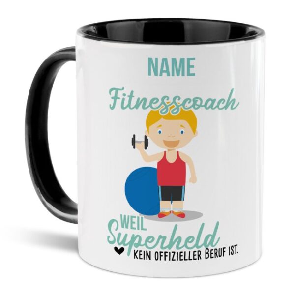 Unsere personalisierte Berufe-Tasse - Fitnesscoach - mit Name bedruckt ist das perfekte Geschenk zum Geburtstag