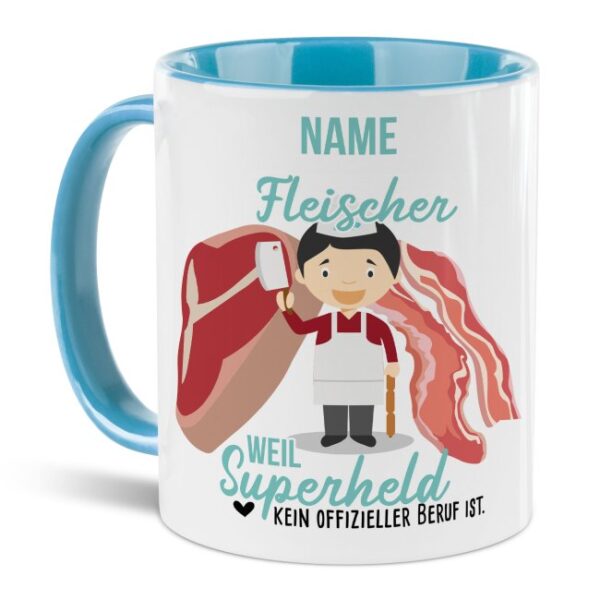 Unsere personalisierte Berufe-Tasse - Fleischer - mit Name bedruckt ist das perfekte Geschenk zum Geburtstag