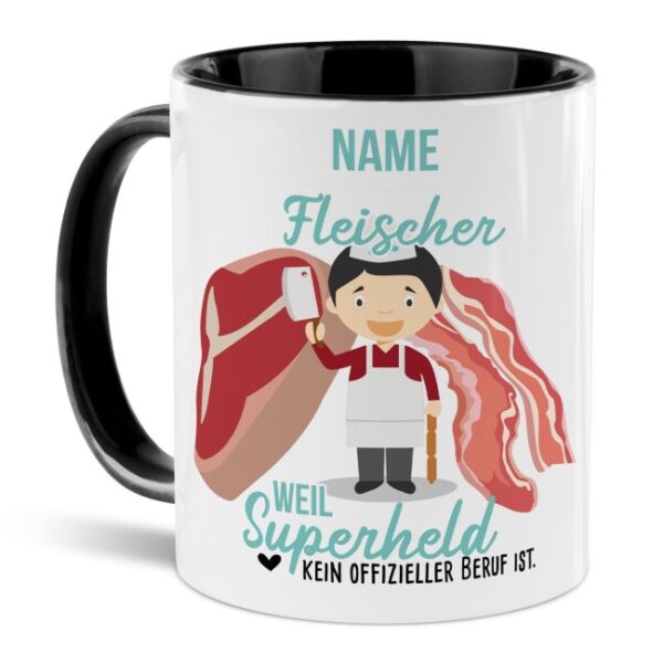 Unsere personalisierte Berufe-Tasse - Fleischer - mit Name bedruckt ist das perfekte Geschenk zum Geburtstag