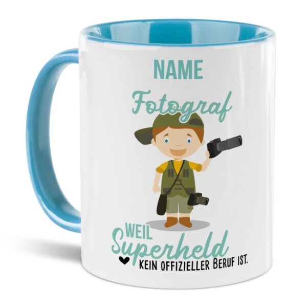 Unsere personalisierte Berufe-Tasse - Fotograf - mit Name bedruckt ist das perfekte Geschenk zum Geburtstag