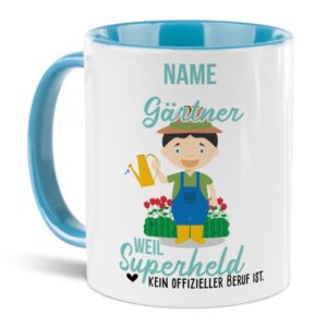 Unsere personalisierte Berufe-Tasse - Gärtner - mit Name bedruckt ist das perfekte Geschenk zum Geburtstag