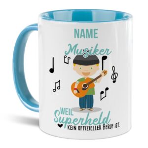 Unsere personalisierte Berufe-Tasse - Gitarrist - mit Name bedruckt ist das perfekte Geschenk zum Geburtstag