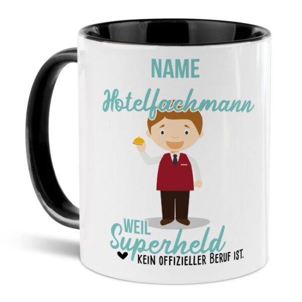 Unsere personalisierte Berufe-Tasse - Hotelfachmann - mit Name bedruckt ist das perfekte Geschenk zum Geburtstag