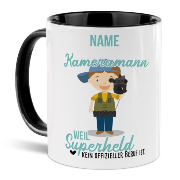 Unsere personalisierte Berufe-Tasse - Kameramann - mit Name bedruckt ist das perfekte Geschenk zum Geburtstag