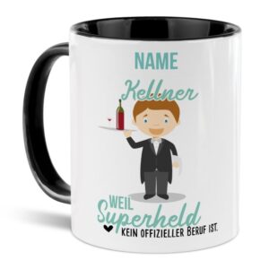 Unsere personalisierte Berufe-Tasse - Kellner - mit Name bedruckt ist das perfekte Geschenk zum Geburtstag