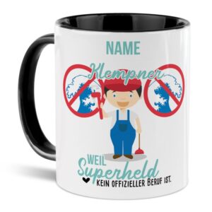 Unsere personalisierte Berufe-Tasse - Klempner - mit Name bedruckt ist das perfekte Geschenk zum Geburtstag