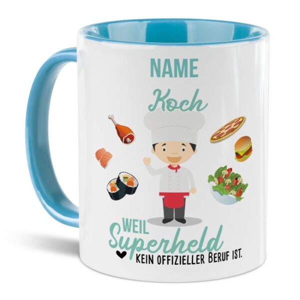 Unsere personalisierte Berufe-Tasse - Koch - mit Name bedruckt ist das perfekte Geschenk zum Geburtstag