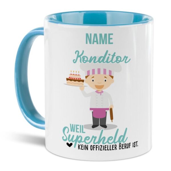 Unsere personalisierte Berufe-Tasse - Konditor - mit Name bedruckt ist das perfekte Geschenk zum Geburtstag