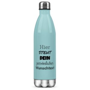 Du suchst ein persönliches Geschenk für deine Lieblingsmenschen - dann ist diese hellblaue Trinkflasche aus Edelstahl genau das Richtige....