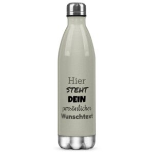 Du suchst ein persönliches Geschenk für deine Lieblingsmenschen - dann ist diese grau-metallic Trinkflasche aus Edelstahl genau das Richtige....