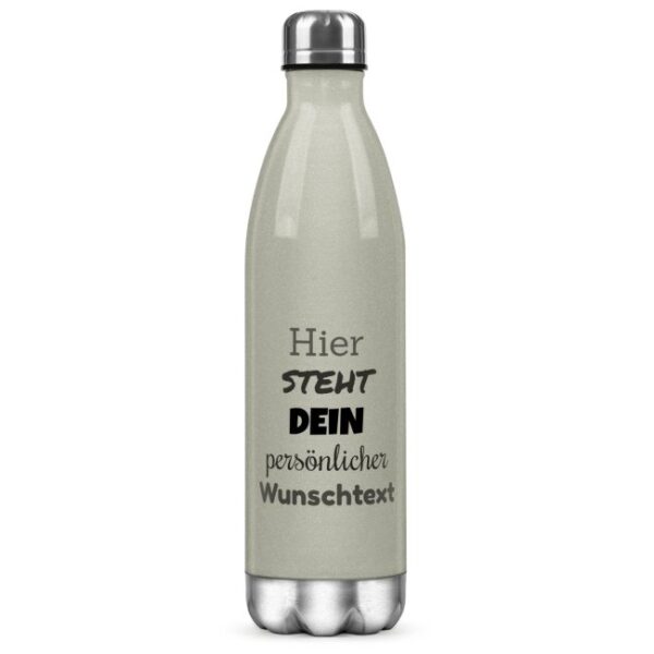 Du suchst ein persönliches Geschenk für deine Lieblingsmenschen - dann ist diese grau-metallic Trinkflasche aus Edelstahl genau das Richtige....