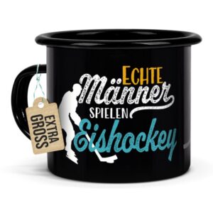 Du bist auf der Suche nach einem besonderen Geschenk für einen echten Eishockey-Fan? Dann ist diese besondere Eishockey-Tasse aus schwarzer Emaille...