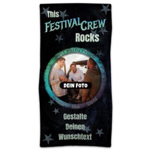 Sommerzeit ist Festivalzeit! Mit unserem Badehandtuch mit dem Aufdruck - Festival Crew - zeigst du wer hier richtig rockt! Das Strandtuch wird mit...