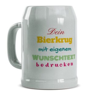 Lass hier deinen eigenen Bierkrug bedrucken individuell mit deinem Wunschtext (mittig vom Henkel). Es stehen dir verschiedene Schriftarten und...