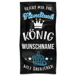 Der König will saunieren! Dieses lustige Sauna Handtuch braucht unbedingt jeder männliche Saunagänger - Unser hochwertiges