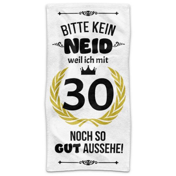 Du suchst ein praktisches und persönliches Geschenk zum 30. Geburtstag? Ein bedrucktes Geburtstags-Handtuch mit lustigem Spruch ist da genau das...