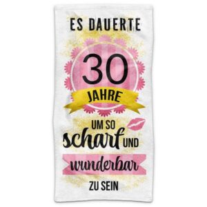 Du brauchst unbedingt eine individuelle Geschenkidee zum 30. Geburtstag? Unser bedrucktes Geburtstags-Handtuch mit lustigem Spruch ist da genau das...