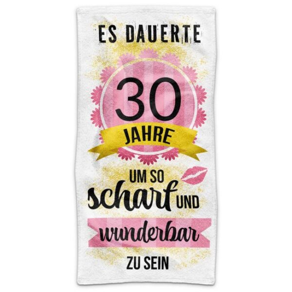 Du brauchst unbedingt eine individuelle Geschenkidee zum 30. Geburtstag? Unser bedrucktes Geburtstags-Handtuch mit lustigem Spruch ist da genau das...