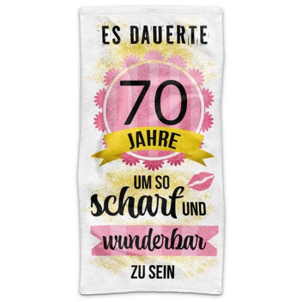 Du brauchst unbedingt eine individuelle Geschenkidee zum 70. Geburtstag? Unser bedrucktes Geburtstags-Handtuch mit lustigem Spruch ist da genau das...