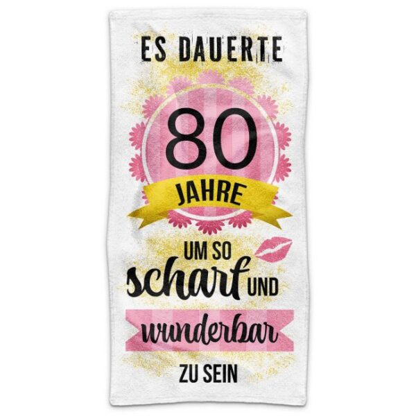 Du brauchst unbedingt eine individuelle Geschenkidee zum 80. Geburtstag? Unser bedrucktes Geburtstags-Handtuch mit lustigem Spruch ist da genau das...