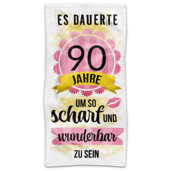 Du brauchst unbedingt eine individuelle Geschenkidee zum 90. Geburtstag? Unser bedrucktes Geburtstags-Handtuch mit lustigem Spruch ist da genau das...