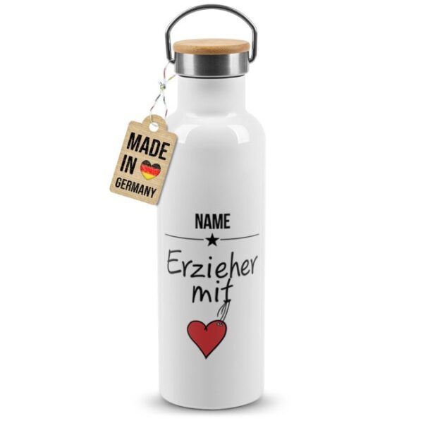 Hochwertige Trinkflasche personalisieren als Abschiedsgeschenk für Erzieher mit Herz - ein individuelles und praktisches Geschenk für Erzieher