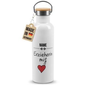 Hochwertige Trinkflasche personalisieren als Abschiedsgeschenk für Erzieherin mit Herz - ein individuelles und praktisches Geschenk für die...