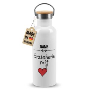 Hochwertige Trinkflasche personalisieren als Abschiedsgeschenk für Erzieherin mit Herz - ein individuelles und praktisches Geschenk für die...