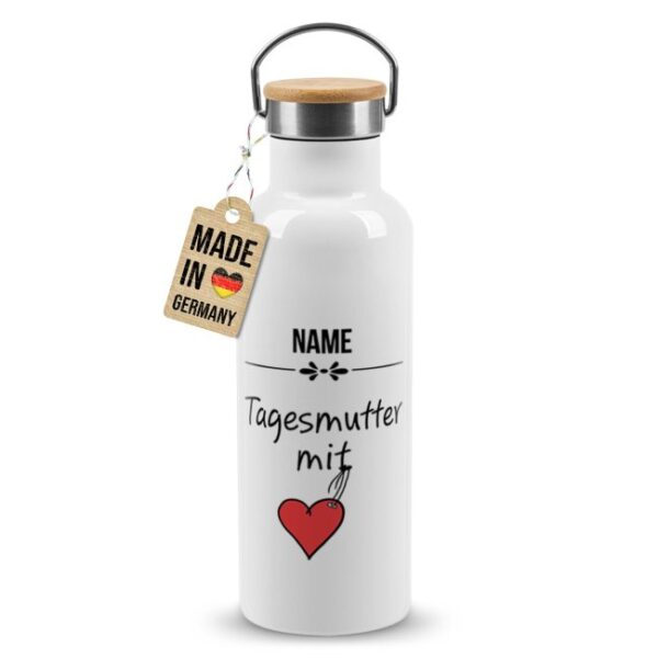 Hochwertige Trinkflasche personalisieren als Abschiedsgeschenk für die Tagesmutter mit Herz - ein individuelles und praktisches Geschenk für die...