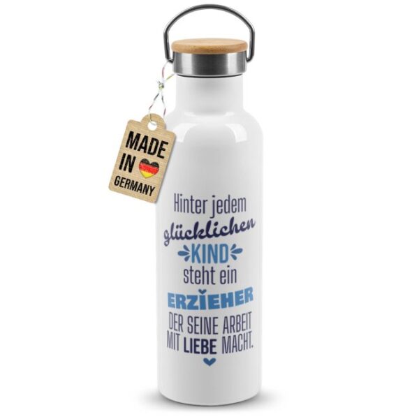 Hochwertige Trinkflasche personalisieren als Abschiedsgeschenk für Erzieher mit schönem Spruch und Name - ein individuelles und praktisches...