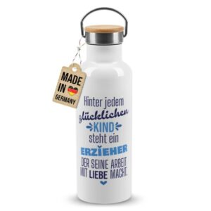 Hochwertige Trinkflasche personalisieren als Abschiedsgeschenk für Erzieher mit schönem Spruch und Name - ein individuelles und praktisches...