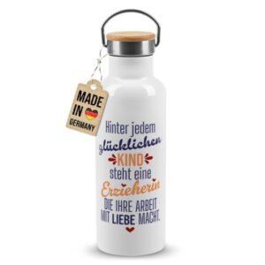 Hochwertige Trinkflasche personalisieren als Abschiedsgeschenk für Erzieherin mit schönem Spruch und Name - ein individuelles und praktisches...