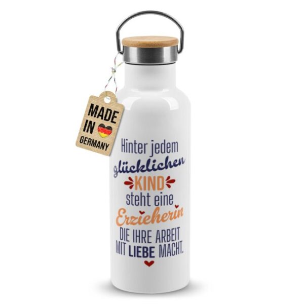 Hochwertige Trinkflasche personalisieren als Abschiedsgeschenk für Erzieherin mit schönem Spruch und Name - ein individuelles und praktisches...