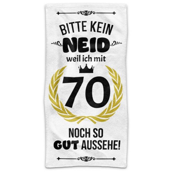 Du suchst ein praktisches und persönliches Geschenk zum 70. Geburtstag? Ein bedrucktes Geburtstags-Handtuch mit lustigem Spruch ist da genau das...