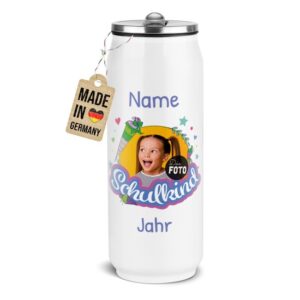 Bist du auf der Suche nach einem unverwechselbaren Geschenk zur Einschulung? Dann ist unsere personalisierbare Edelstahl-Trinkflasche für Mädchen...