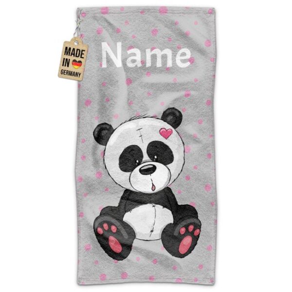 Das liebevoll gestaltete Kinder-Handtuch mit Panda kannst Du mit einem Namen in unserem Produktdesigner ganz einfach personalisieren. Ein...