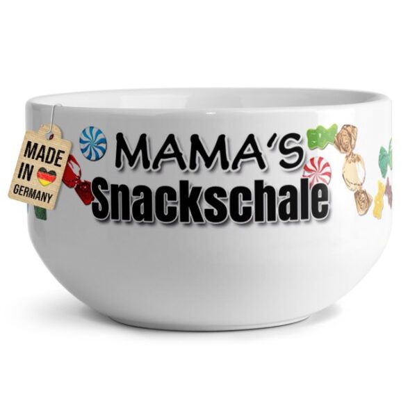 Diese lustig bedruckte Müslischale für Mama mit Spruch Mamas Snackschale" ist eine tolle Möglichkeit