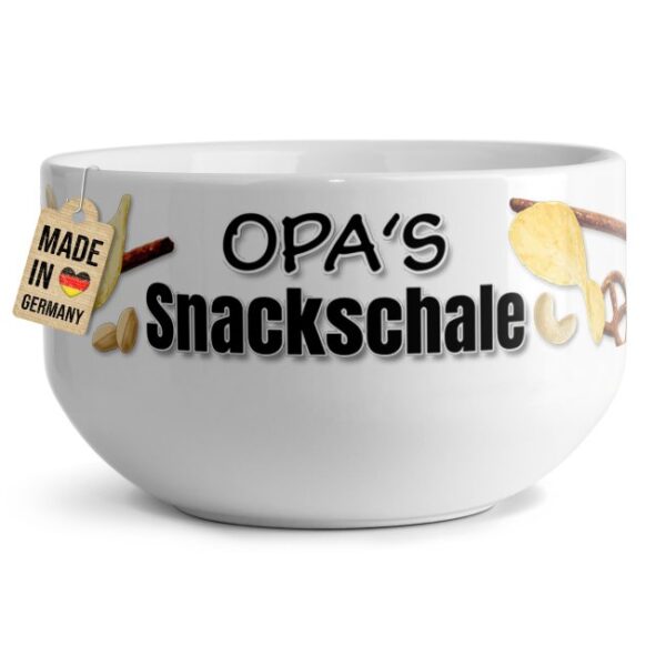 Diese lustig bedruckte Müslischale für Opa mit Spruch Opas Snackschale" ist eine tolle Möglichkeit