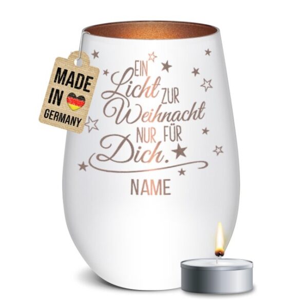 Edles Windlicht mit Gravur Ein Licht für Dich zur Weihnacht" als hübsche Weihnachtsdeko in der Adventszeit oder personalisiertes Namensgeschenk zu..."