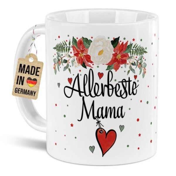 Liebevoll gestaltete Weihnachtstasse für Deine Mama als hübsche Geschenkidee für die Adventszeit. Perfekt für Kaffee