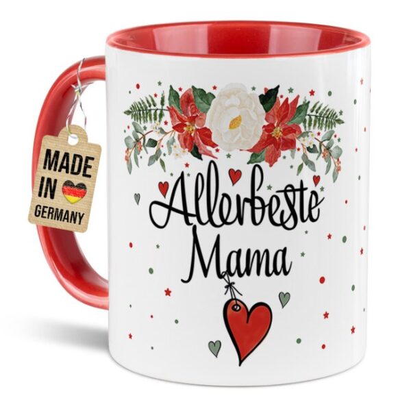 Liebevoll gestaltete Weihnachtstasse für Deine Mama als hübsche Geschenkidee für die Adventszeit. Perfekt für Kaffee