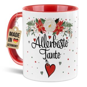 Liebevoll gestaltete Weihnachtstasse für Deine Tante als hübsche Geschenkidee für die Adventszeit. Perfekt für Kaffee