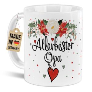 Liebevoll gestaltete Weihnachtstasse für Deinen Opa als hübsche Geschenkidee für die Adventszeit. Perfekt für Kaffee