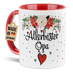 Liebevoll gestaltete Weihnachtstasse für Deinen Opa als hübsche Geschenkidee für die Adventszeit. Perfekt für Kaffee