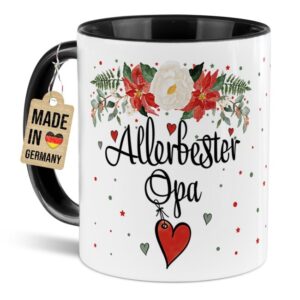 Liebevoll gestaltete Weihnachtstasse für Deinen Opa als hübsche Geschenkidee für die Adventszeit. Perfekt für Kaffee