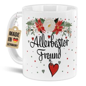 Liebevoll gestaltete Weihnachtstasse für Deinen Freund als hübsche Geschenkidee für die Adventszeit. Perfekt für Kaffee