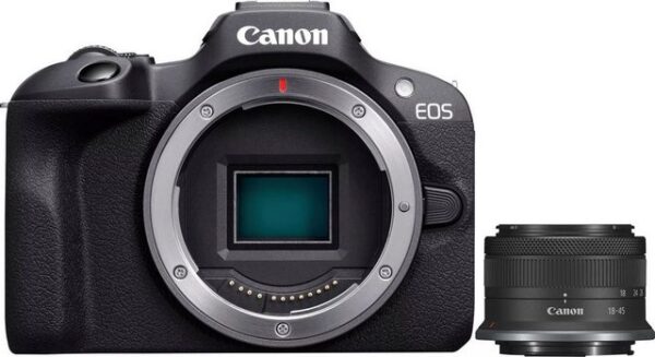 Canon EOS R100 + RF-S 18-45mm F4.5-6.3 IS STM Kit Systemkamera (RF-S 18-45mm F4.5-6.3 IS STM, 24,1 MP, Bluetooth, WLAN)