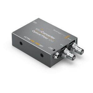 Der Mini Converter Optical Fiber 12G wandelt simultan und in beide Richtungen zugleich SDI-Signale in optische Signale und optische in SDI-Signale. Sie können sogar Video