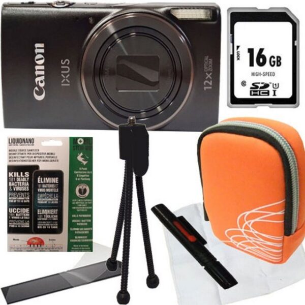 Canon Ixus 285 HS schwarz Set Angebot Tasche orange Vollformat-Digitalkamera